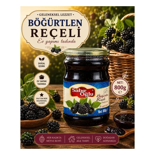 Sabıroğlu Böğürtlen Reçeli 800 gr Cam