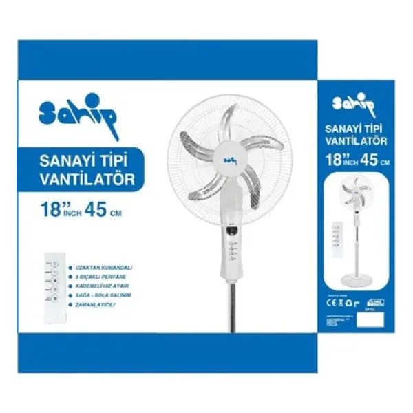 Sahip Sp-20 18 Inç Sanayi Tipi Vantilatör - Siyah