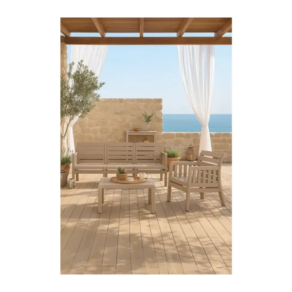 Sandalie Lara 3+1+1+Sehpa Mindersiz Cappuccino Bahçe & Balkon Takımı