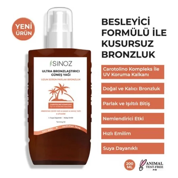 Sinoz Kusursuz Ultra 200 ml Bronzlaştırıcı Yağ