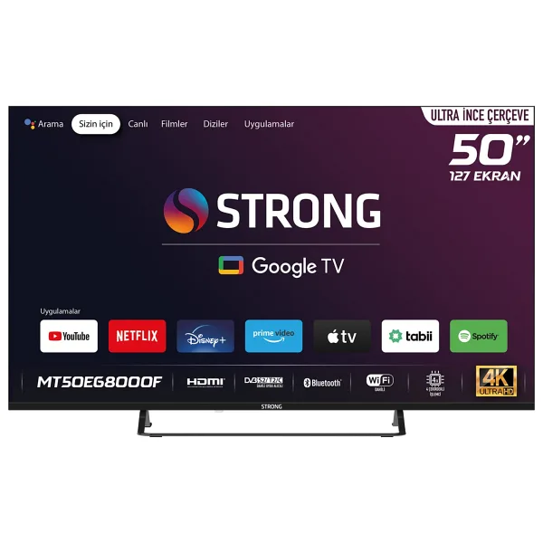 Strong MT50EG8000F Frameless 4K Ultra HD 50" 127 Ekran Uydu Alıcılı Google Smart LED TV