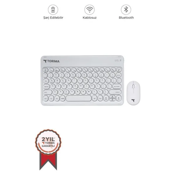 Torima TMK-08 Beyaz TKL Kablosuz Klavye Mouse Seti
