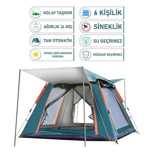 Trend Maison Tenteli 6 Kişilik Otomatik Çadır