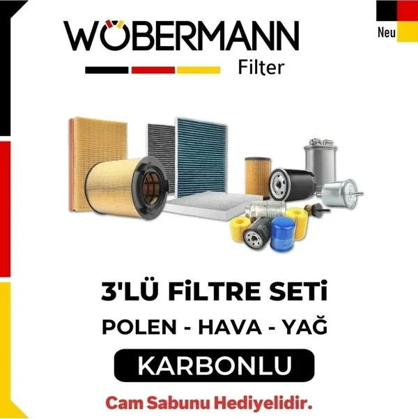 Wöbermann Ford Fiesta 1.4 TDCI E4 Filtre Bakım Seti 2002-2011 3'lü Karbonlu
