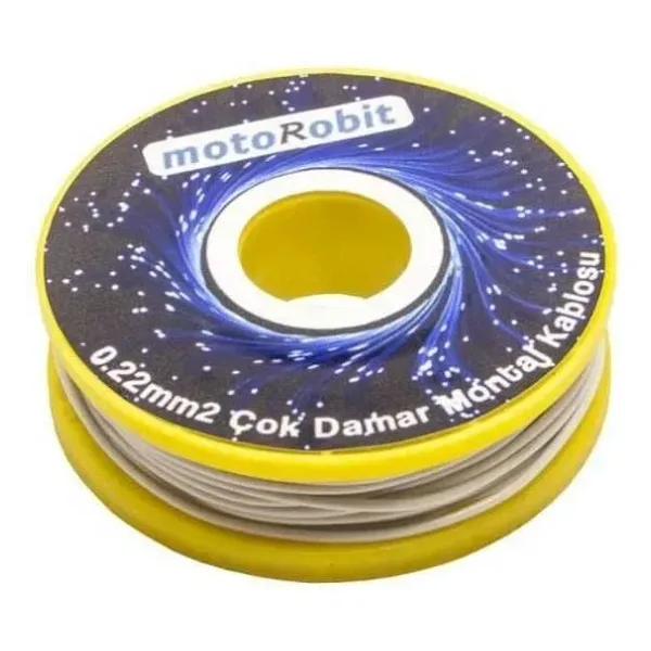 0.22 mm2 Beyaz Çok Damar Montaj Kablosu - 10 Metre