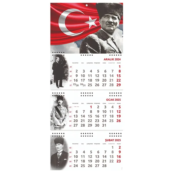 2025 Ataturk Gemici Duvar Takvimi - Ayyıldız