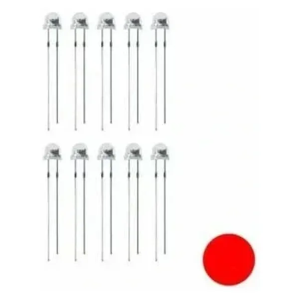 4.8mm Kırmızı Mantar Led Paketi - 10 Adet