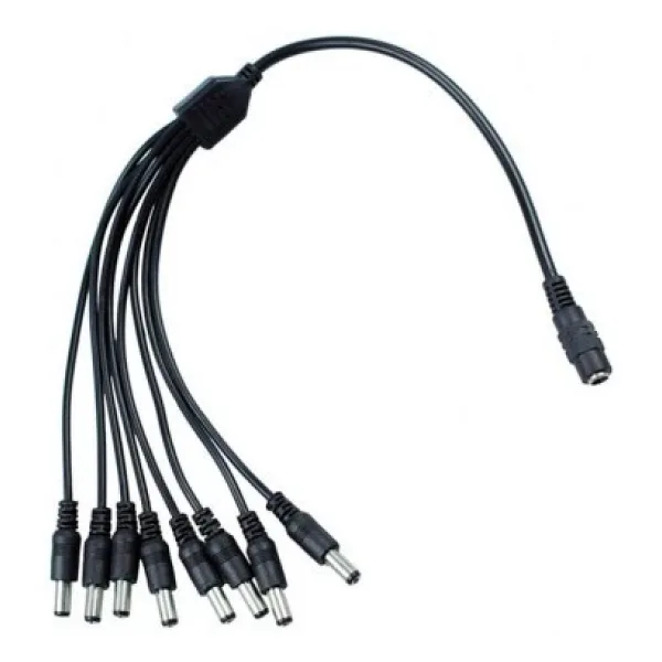 8'li DC Power Jack Çoklayıcı Kablo (1 Dişi Uç/ 8 Erkek Uç )
