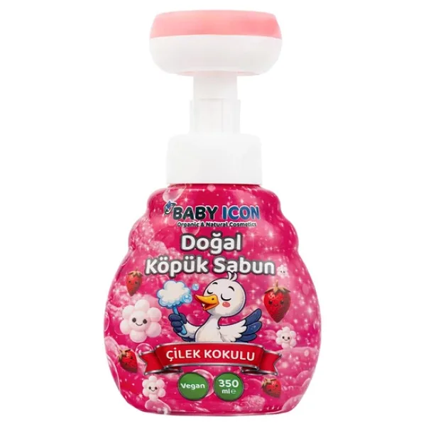 Babyicon Doğal Köpük Sabun Çiçek Form Çilekli Pembe Renkli 350 Ml (4 Adet)