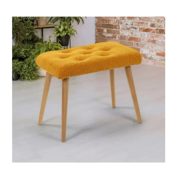 Beylerbeyi Gürgen Retro Ahşap Ayaklı Handmade Pofidik Puf Bench Koltuk