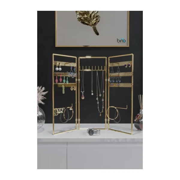 Bino Gold Altın 3'lü Takı Standı, Takılık, Küpelik, Bileklik, Kolye Seti, Takı Dolabı Düzenleyici