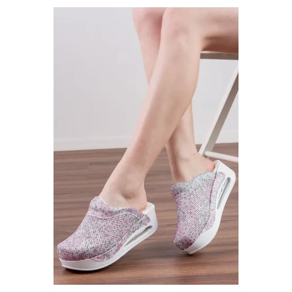 Blum Sabo Terlik Pembe Pony Desenli Kadın Air Max Ortopedik Anatomik Hastane, Doktor Hemşire Aşçı Sabo Terlik