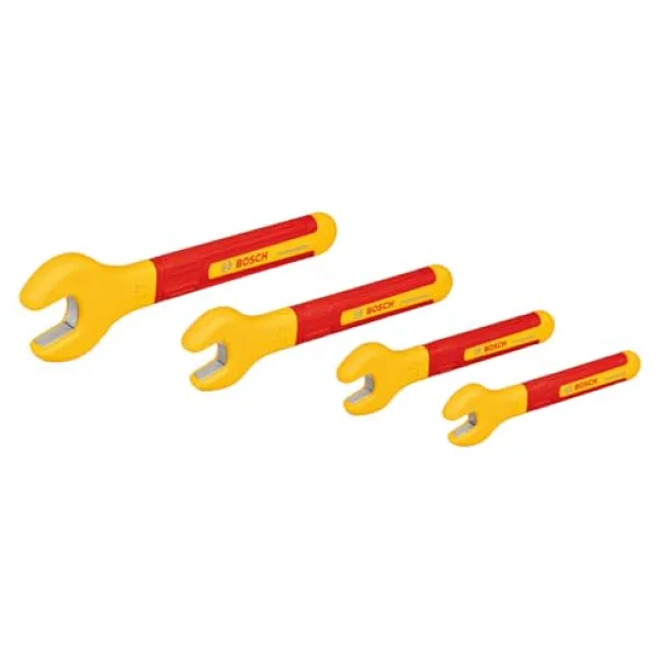 Bosch Professional Bosch Profesyonel VDE Açık Ağız Anahtar Takımı 4 Parça (1x Tek Ağız Anahtar 8mm; 1x Tek Ağız Anahtar 10mm; 1x Tek Ağız Anahtar 13mm; 1x Tek Ağız Anahtar 17mm)