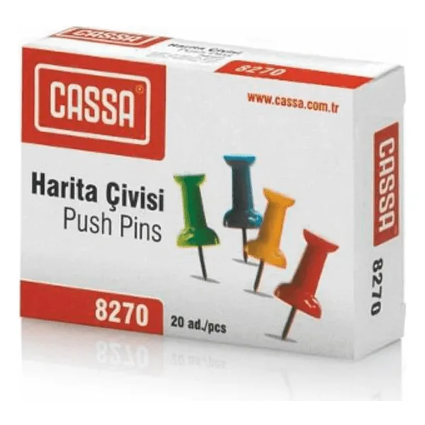 Cassa 8270 20'li Paket Renkli Harita Çivisi