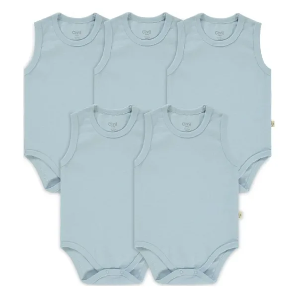 Civil Baby Bebek Organik 5'li Çıtçıtlı Badi 1-3 Yaş Mavi