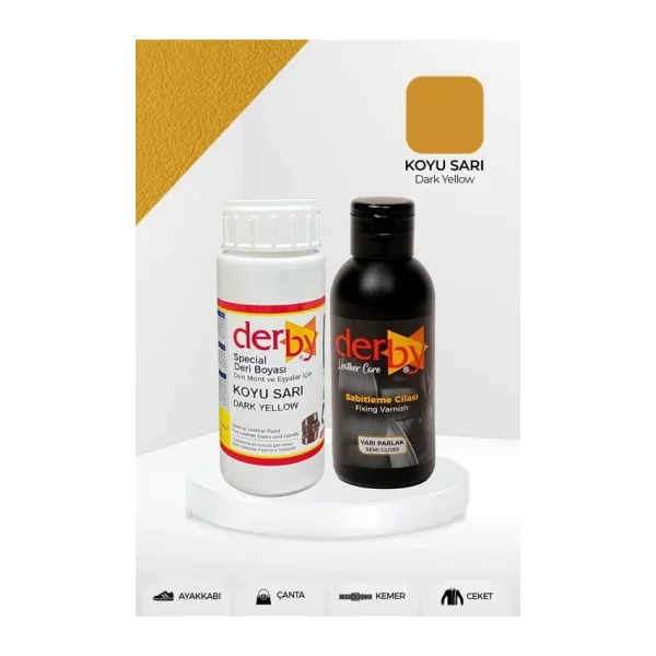 Derby Special Koyu Sarı Deri Boyası Ve Cilası 100 ml - 2'li Set / Mont Eşya Çanta Deri Boyası