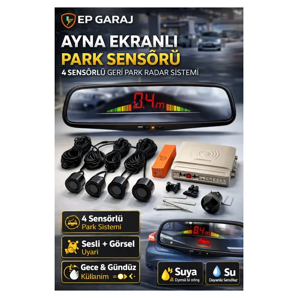 EP GARAJ OTOMOTİV BÜTÜN ARAÇLARA UYUMLU Asistant Parking Sensor - 4'lü Park Sensörü Seti (200-30 cm Algılama)