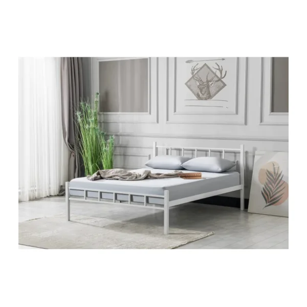 Evger K90 Beyaz Metal Karyola Çift Kişilik Yataksız - 160 x 200 cm