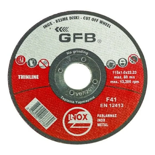 Gfb Metal Kesici Taş 180X1,6X22,23 Inox Kesme Taşı - 10 Adet - Gfb2351