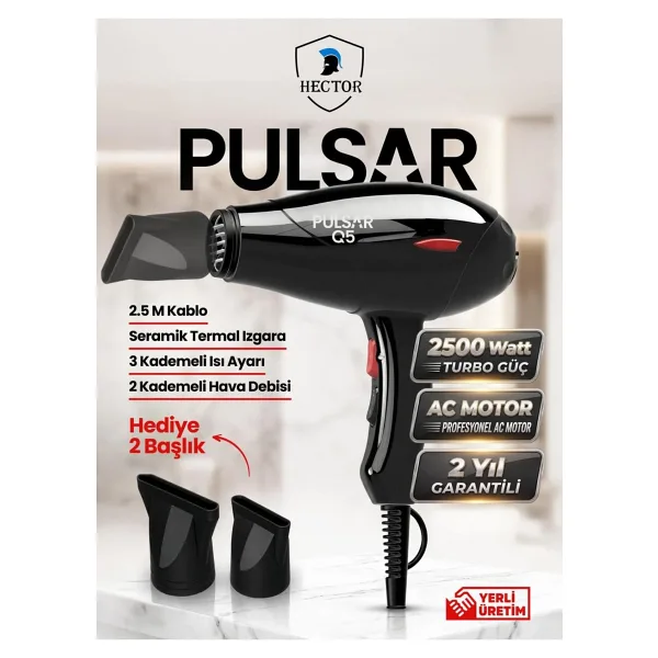 Hector Pulsar 2500 W Turbo Profesyonel AC Motor Kuaför Fön Makinesi