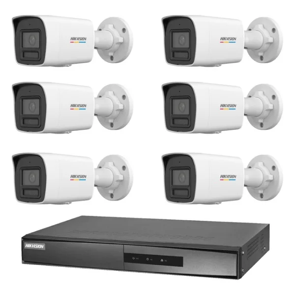 Hikvision 6 Kameralı 4 Mp Colorvu İp Güvenlik Kamera Seti Ds-2cd1047g2h-Lıuf (Dahili Mikrofonlu)