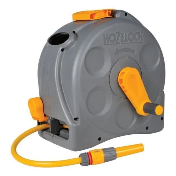 Hozelock 2415H Kompakt 2 si 1 arada Makara 25 m Hortumlu, Gri sarı