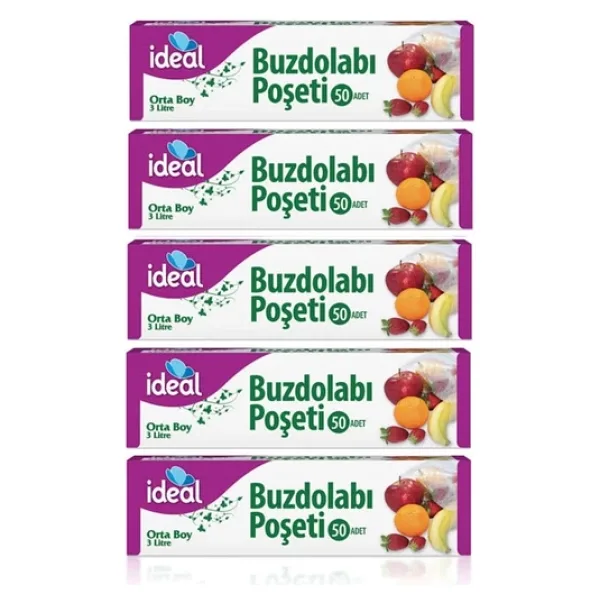 Ideal Orta Boy Buzdolabı Poşeti 50'li 5 Adet