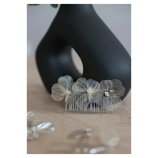 İstoria Bridal Metalik Pin Toka, Düğün-Nişan Saç Aksesuarı, Gümüş Gelin Tacı