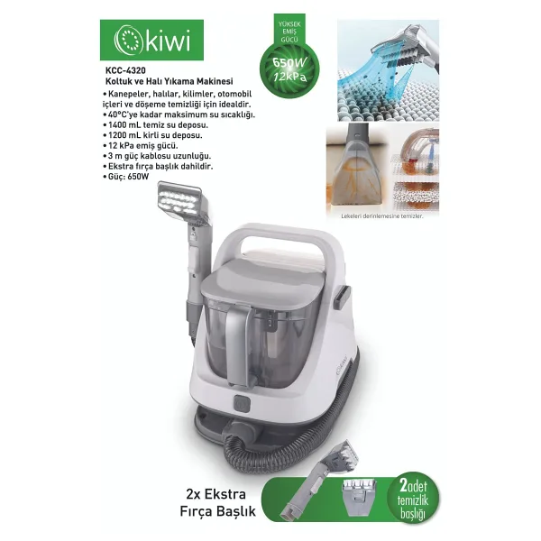 Kiwi KCC-4320 Beyaz Koltuk ve Halı Yıkama Makinesi