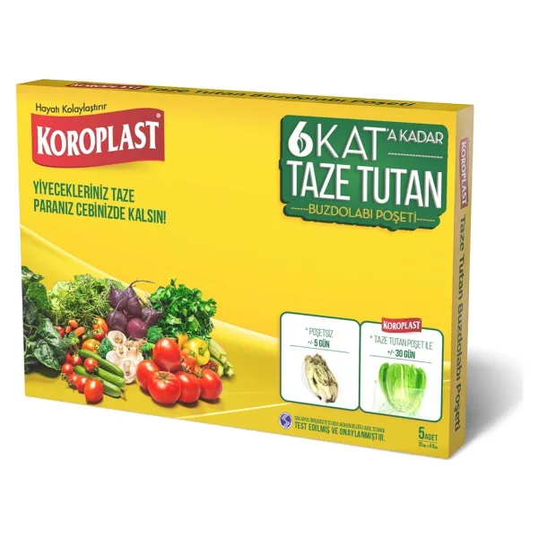 Koroplast 6 Kata Kadar Taze Tutan Buzdolabı Poşeti 5'li