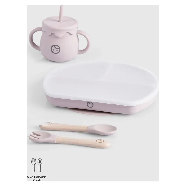 Little Gusto Silikon Bebek Beslenme Seti - Pembe