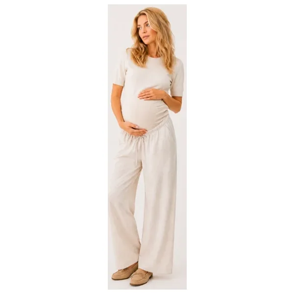Luvmabelly Myra8800 - Doğal Keten Yazlık Hamile Pantolonu