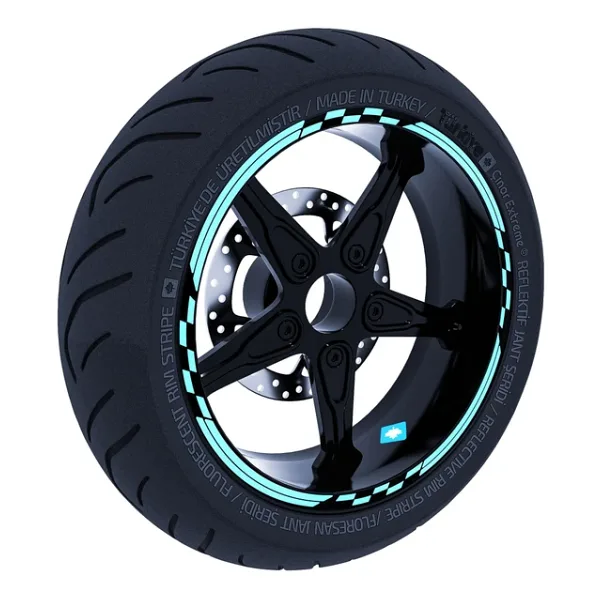 Moto Gp Yarış Bayraklı Nane Yeşili Jant Şeridi Sticker Çınar Extreme
