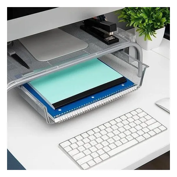 Office Force Raflı Ve 2 Cepli Monitör Ekran Yükseltici Gümüş