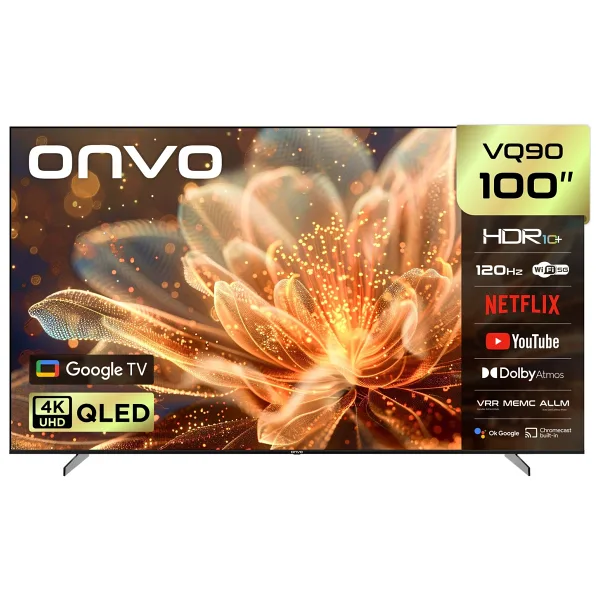 Onvo 100VQ90F3UB Frameless 4K Ultra HD 100" 254 Ekran Uydu Alıcılı Googşe Smart QLED TV