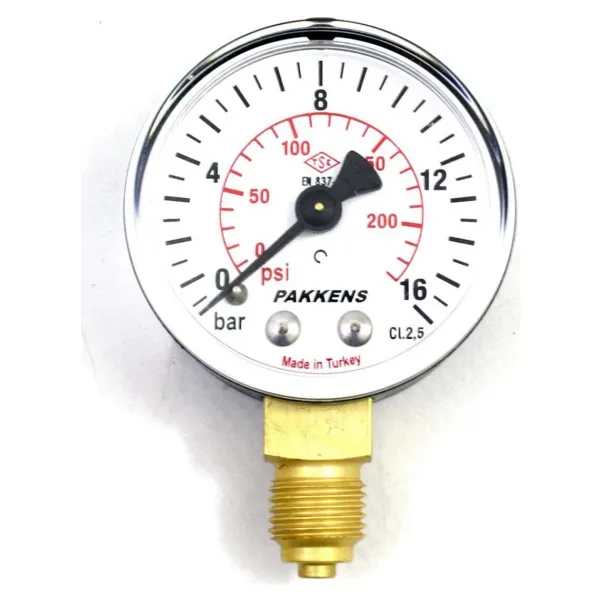 Pakkens Çap 63 0/16 Bar Kuru Tip Basınç Ölçer, Manometre, Basınç Göstergesi 1/4 inch