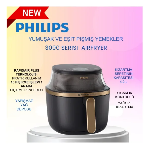 Philips Pişme derecesini görün, çeşitliliğin tadını çıkarın 4.2 L Airfryer