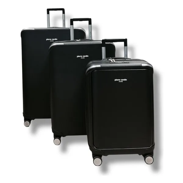 Pierre Cardin 04PC7090 Poliprobilen Siyah Kabin + Orta + Büyük Boy 3'lü Valiz Seti