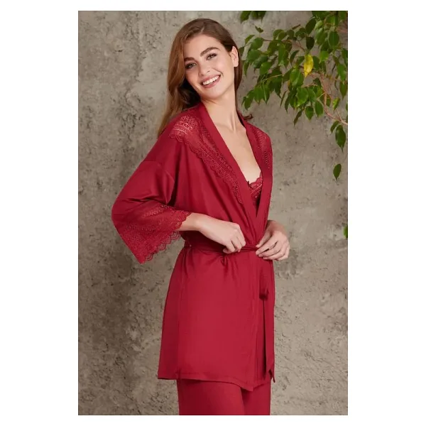 Pierre Cardin Dantelli Penye 3'lü Kadın Pijama Takımı - 2820
