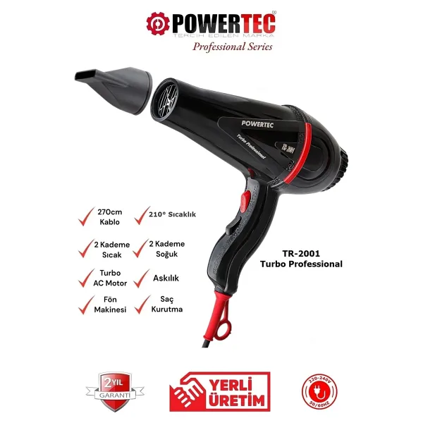 Powertec TR-2001 2500 W Saç Kurutma Makinesi
