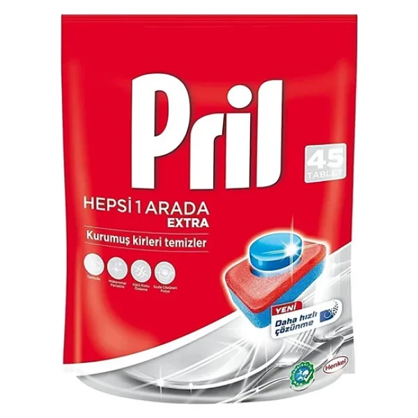 Pril All In 1 Extra 45 Tablet - Bulaşık Makinesi İçin Güçlü Temizlik