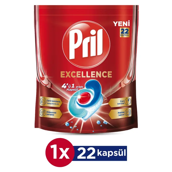 Pril Excellence 4'ü 1 Arada Bulaşık Makinesi Tableti 22'li