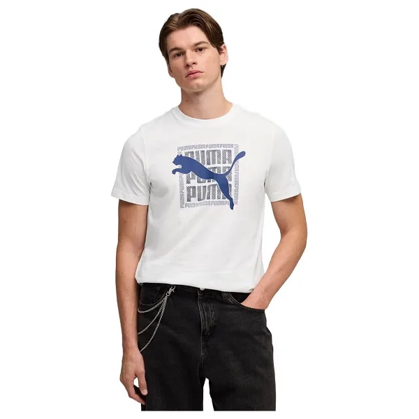 Puma Graphic 691775-02 Beyaz Kısa Kollu Bisiklet Yaka Erkek Tişört