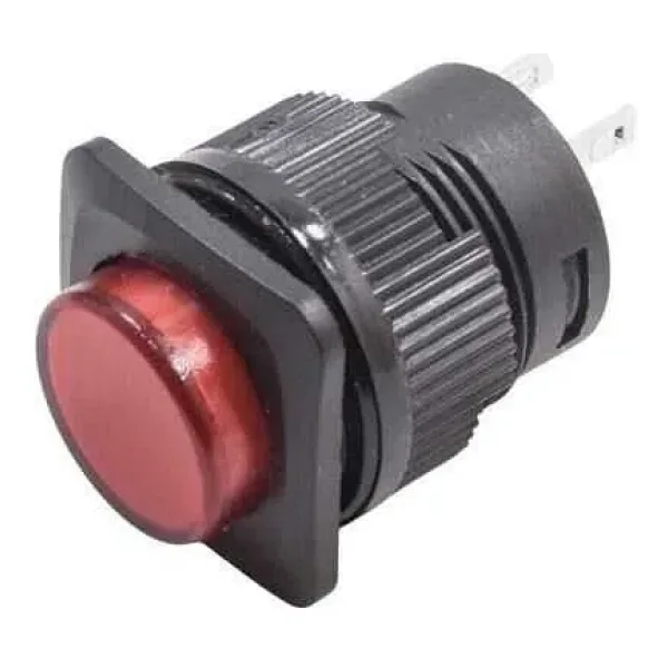 RL16-504B 16MM Plastik 2 Pin Yaylı Buton Kırmızı
