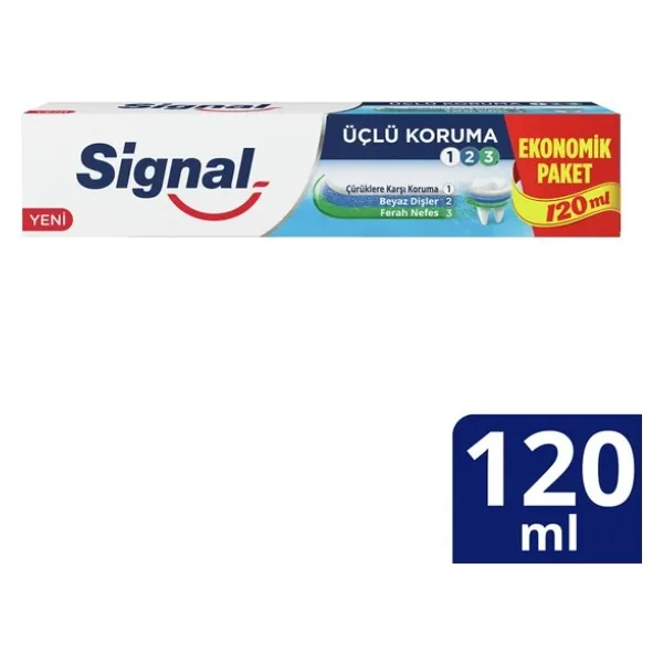Signal Üçlü Koruma Beyazlatıcı Florürlü Diş Macunu 120 ml 12 Adet