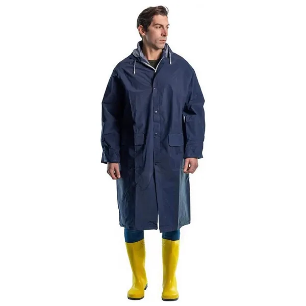 Toptancı Amca Yağmurluk Lüks Kalın Pvc Yağmurluk Çıtçıtlı Mavi Yağmurluk Kapşonlu Balıkçı Yağmurluk - 2XL