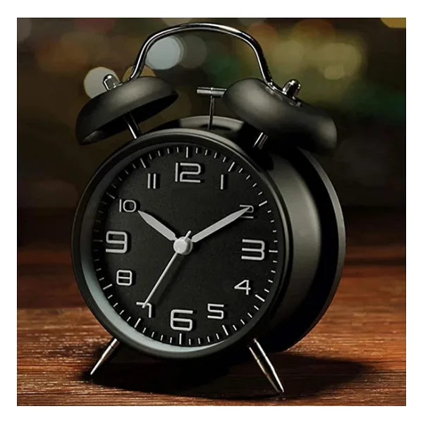 Valkyrie Sessiz Akar Saniyeli 16cm Alarm Masa Çalar Saat Yüksek Zil Sesi Büyük Boy Siyah