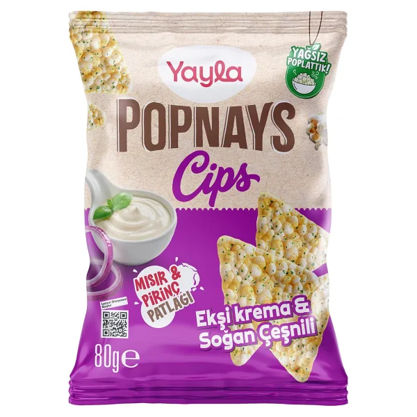 Yayla Popnays Cips Ekşi Krema ve Soğanlı Üçgen Thin Cips 80 gr