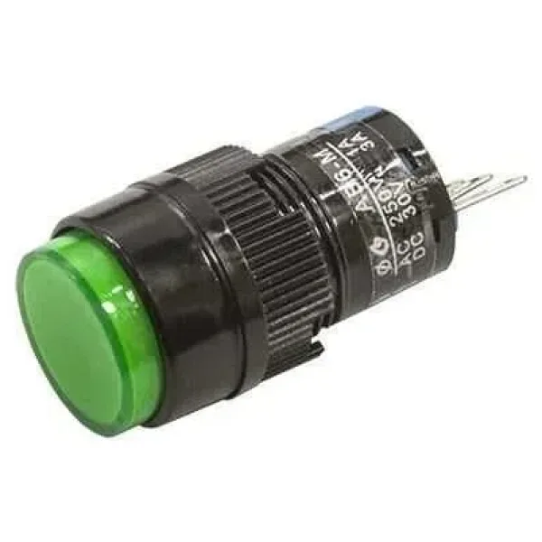 AB6-M 16mm 24V Yeşil Yaylı Buton