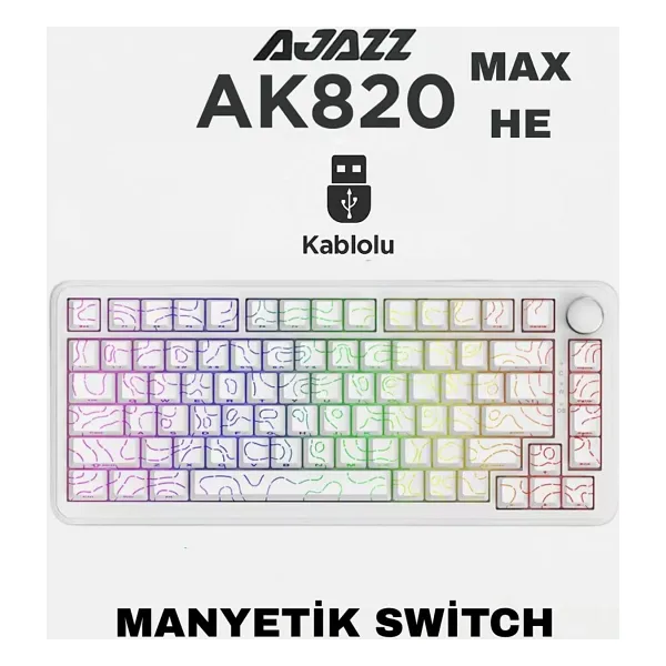 Ajazz AK820 Max HE RGB %75 TKL Magnetic Switch Kablolu Mekanik Oyuncu Klavyesi